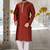 Red dupion art silk  kurta with handwork in collar and button line