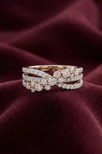 925 sterling silver cubic zirconia floral cluster cz crossover ring with pavé bands