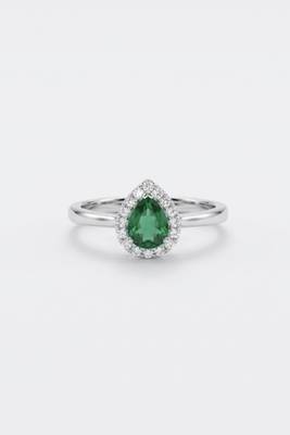 925 sterling silver cubic zirconia green stone cz ring with  halo look 1
