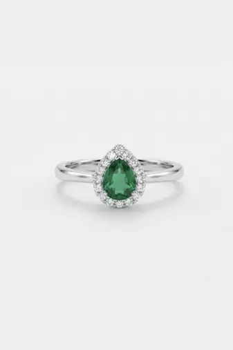 925 sterling silver cubic zirconia green stone cz ring with  halo look