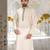 Cream dupion art silk  kurta with handwork in collar and button line