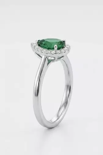 925 sterling silver cubic zirconia green stone cz ring with  halo look