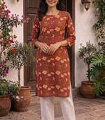 Red printed cotton kurti