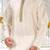 Cream dupion art silk  kurta with handwork in collar and button line
