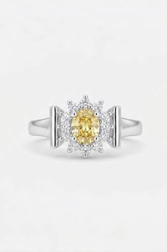 925 sterling silver cubic zirconia yellow stone cz floral halo ring