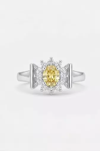 925 sterling silver cubic zirconia yellow stone cz floral halo ring