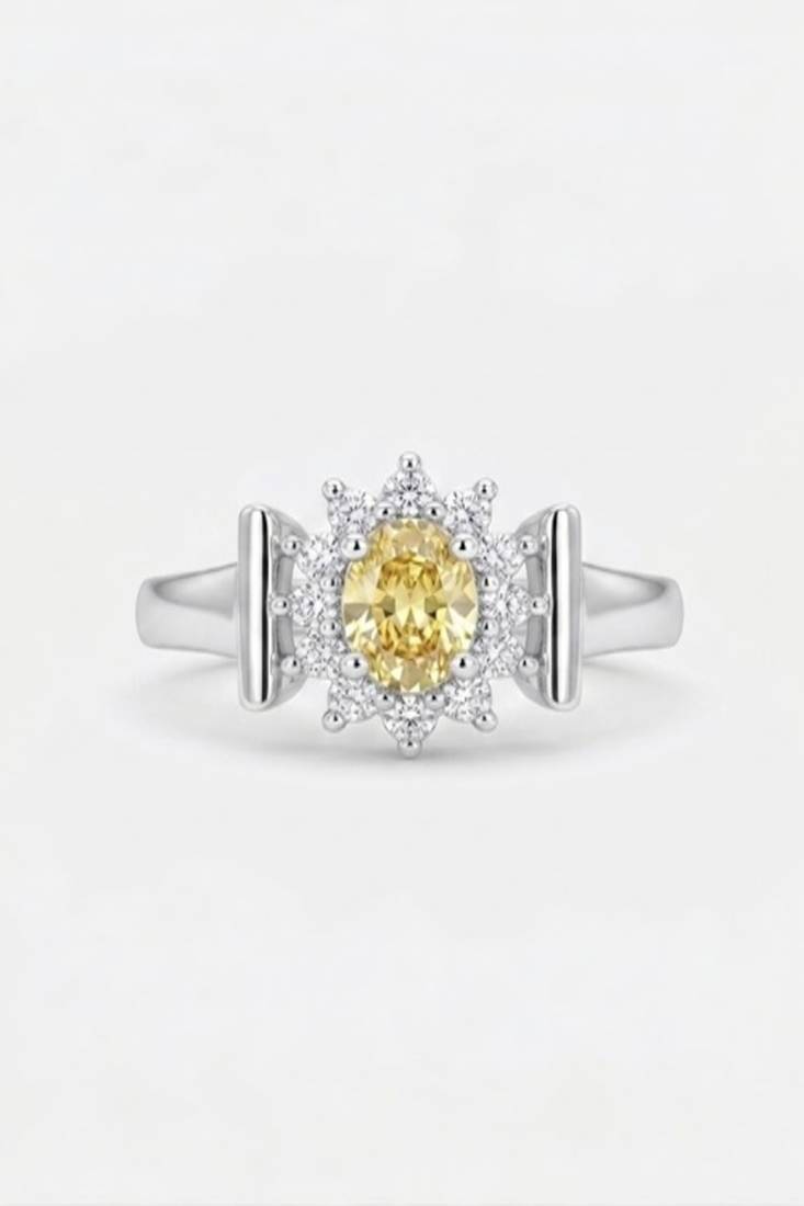 925 sterling silver cubic zirconia yellow stone cz floral halo ring