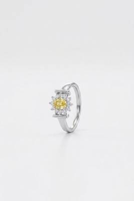 925 sterling silver cubic zirconia yellow stone cz floral halo ring 2