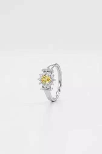 925 sterling silver cubic zirconia yellow stone cz floral halo ring
