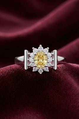 925 sterling silver cubic zirconia yellow stone cz floral halo ring 3