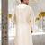 Cream dupion art silk  kurta with handwork in collar and button line