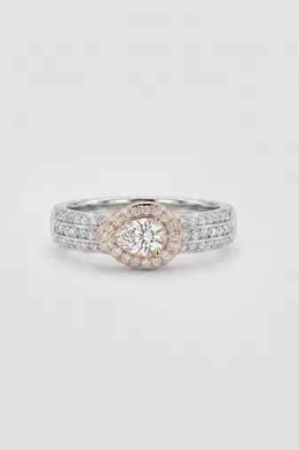 925 sterling silver cubic zirconia pear shape cz halo ring with triple pavé band