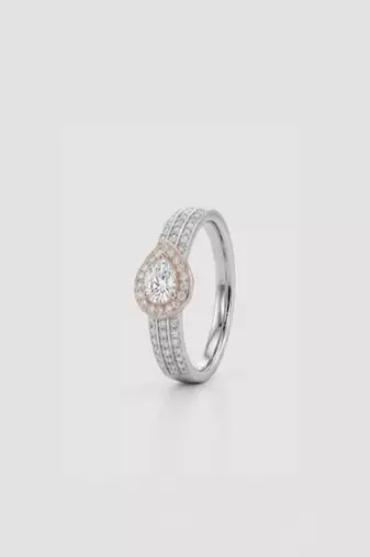 925 sterling silver cubic zirconia pear shape cz halo ring with triple pavé band