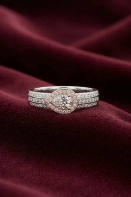 925 sterling silver cubic zirconia pear shape cz halo ring with triple pavé band 3