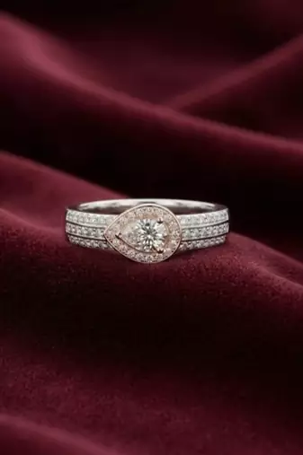 925 sterling silver cubic zirconia pear shape cz halo ring with triple pavé band