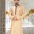 Fawn dupion art silk  kurta with handwork in collar and button line