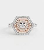 925 sterling silver cubic zirconia hexagon cz halo ring with heart