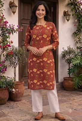 Saka Designs Red Printed Cotton Kurti 2