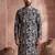 Mens blue viscose rayon floral printed kurta