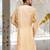 Fawn dupion art silk  kurta with handwork in collar and button line