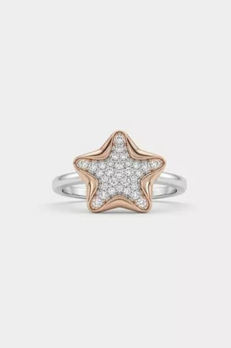 925 sterling silver cubic zirconia star design cz ring