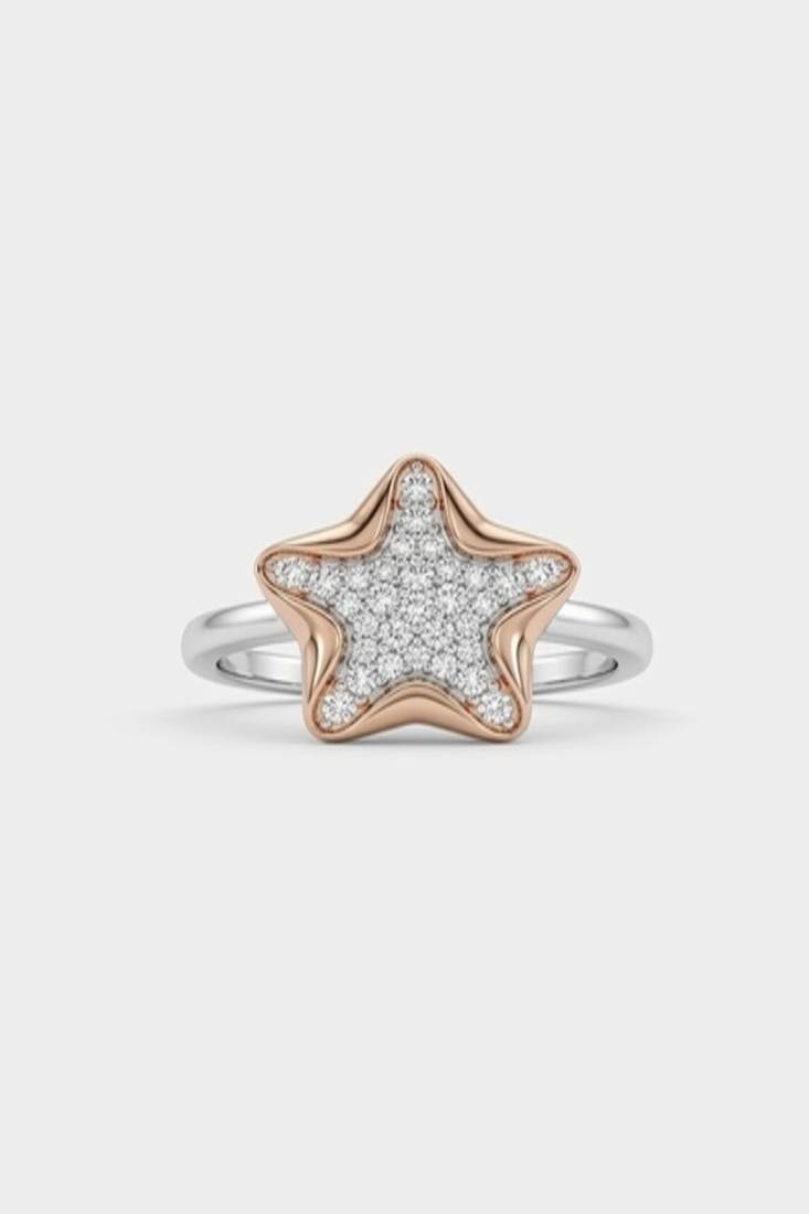 925 sterling silver cubic zirconia star design cz ring