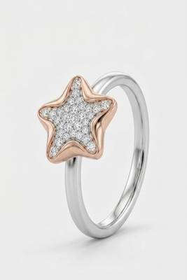 925 sterling silver cubic zirconia star design cz ring 2