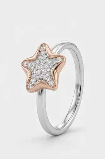 925 sterling silver cubic zirconia star design cz ring