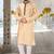 Fawn dupion art silk  kurta with handwork in collar and button line