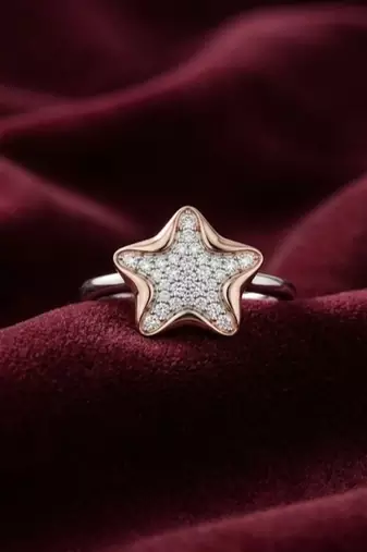925 sterling silver cubic zirconia star design cz ring