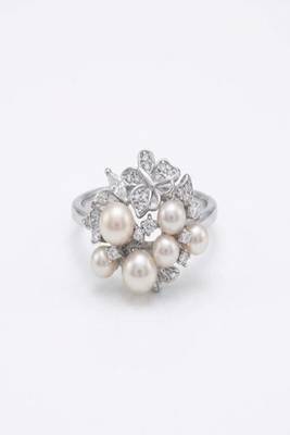 925 sterling silver cubic zirconia vintage style pearl blossom ring 1