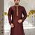Mahroon dupion art silk  kurta with handwork in collar and button line