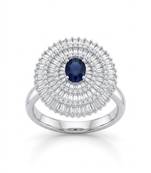 925 sterling silver cubic zirconia luxury cocktail ring with blue cz center