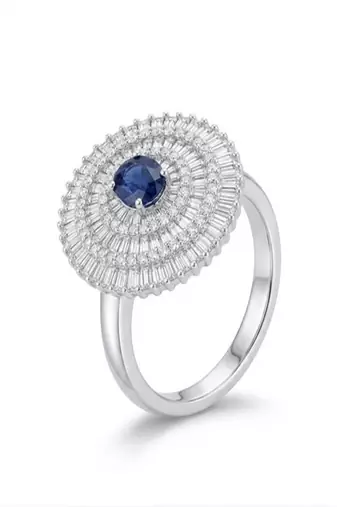 925 sterling silver cubic zirconia luxury cocktail ring with blue cz center