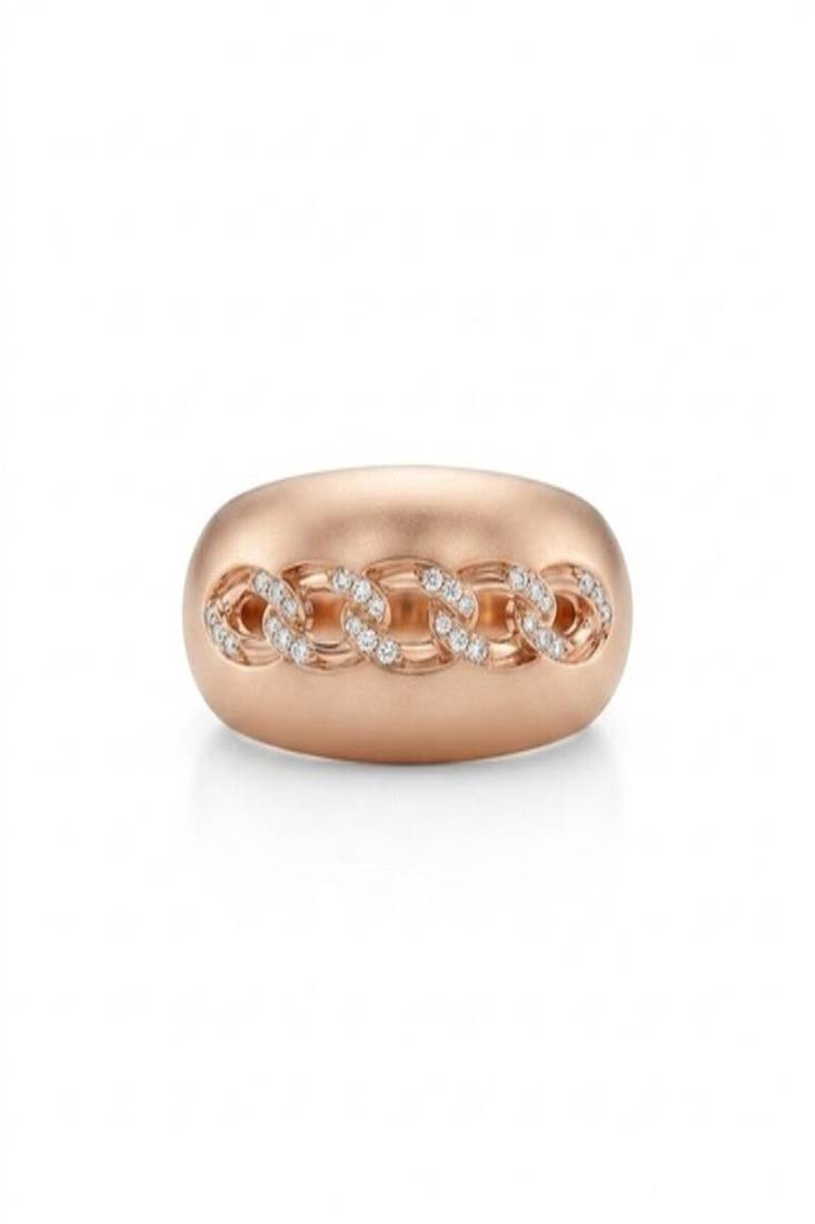 925 sterling silver cubic zirconia chain link pavé cz wide band ring