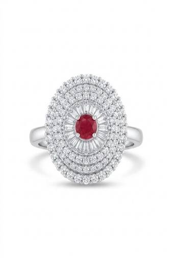 925 sterling silver cubic zirconia red stone cz ring with baguette halo layers