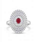 925 sterling silver cubic zirconia red stone cz ring with baguette halo layers
