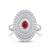 925 sterling silver cubic zirconia red stone cz ring with baguette halo layers