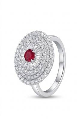 925 sterling silver cubic zirconia red stone cz ring with baguette halo layers 2