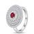 925 sterling silver cubic zirconia red stone cz ring with baguette halo layers