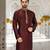 Mahroon dupion art silk  kurta with handwork in collar and button line
