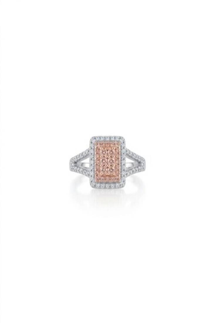 925 sterling silver cubic zirconia square cz cluster halo ring with split pavé band