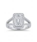 925 sterling silver cubic zirconia emerald cut cz halo engagement ring with split pavé band