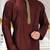 Mahroon dupion art silk  kurta with handwork in collar and button line