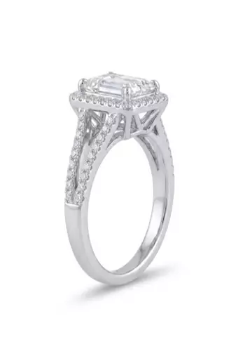 925 sterling silver cubic zirconia emerald cut cz halo engagement ring with split pavé band