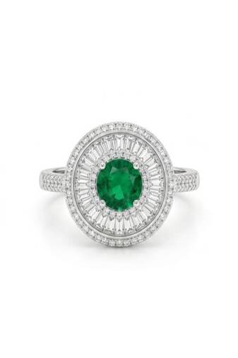 925 sterling silver cubic zirconia oval green cz ring with multi halo design