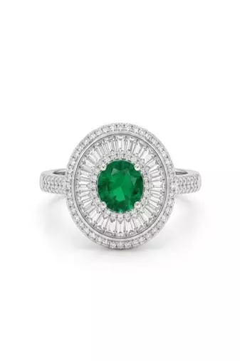 925 sterling silver cubic zirconia oval green cz ring with multi halo design