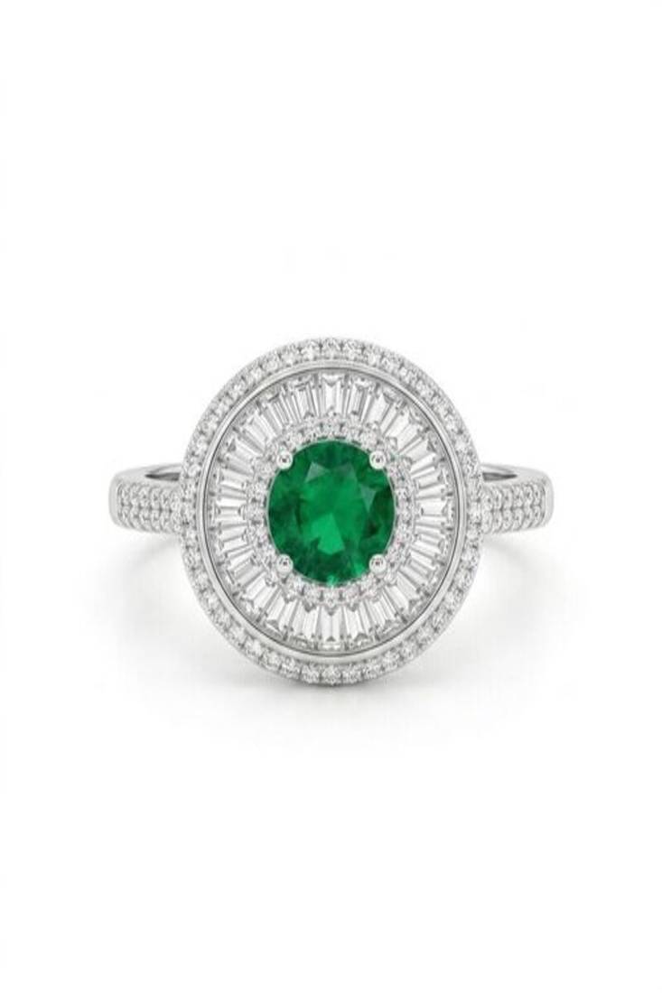 925 sterling silver cubic zirconia oval green cz ring with multi halo design