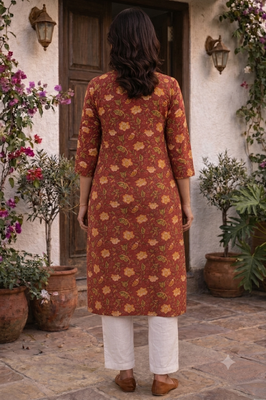 Saka Designs Red Printed Cotton Kurti 4
