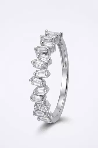 925 sterling silver cubic zirconia baguette cz half eternity ring